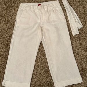 Esprit Womens White Linen Capri Pant